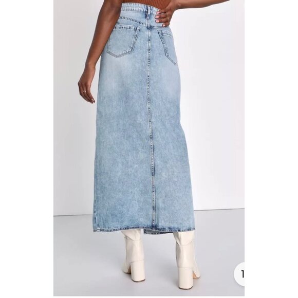 Blank NYC Womens High Waist Denim Dark Blue Maxi Skirt Size 26 - Picture 13 of 14